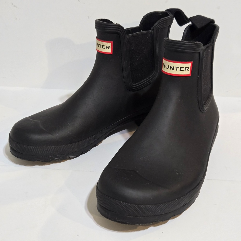 Hunter Original Chelsea Boots Womens 10 / 42 Black Matte Rubber Rain Boots 6" - Picture 2 of 8